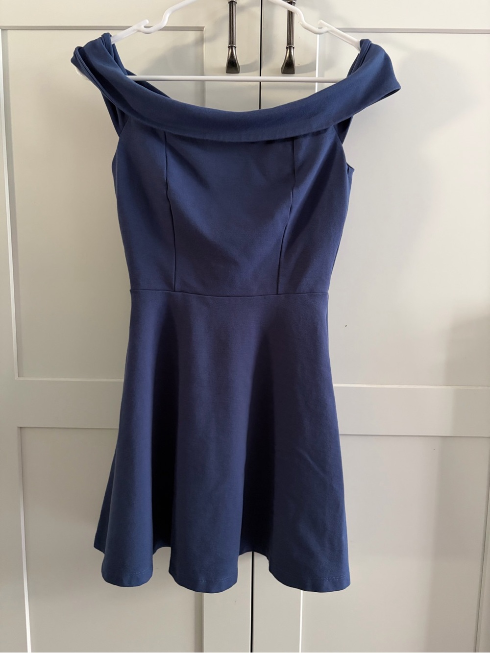 Lulu's Blue Off-Shoulder Fit & Flare Dress